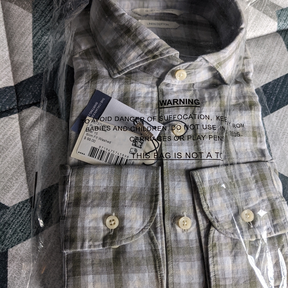 SuitSupply cotton linen button-down shirt 38/15